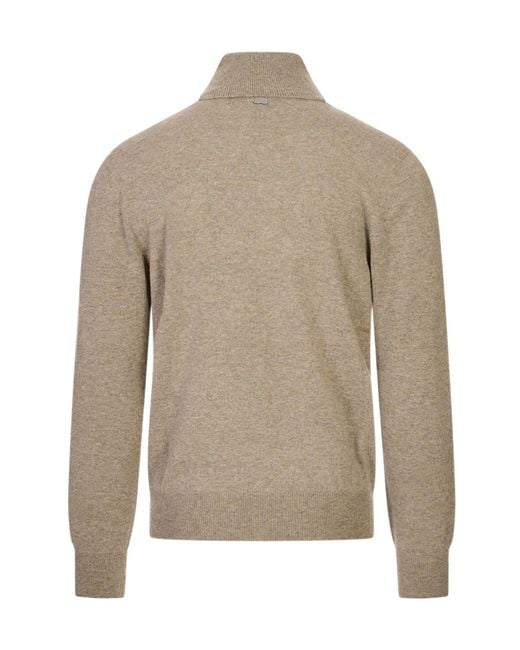 Agnona Brown Long-Sleeve High-Neck Top for men