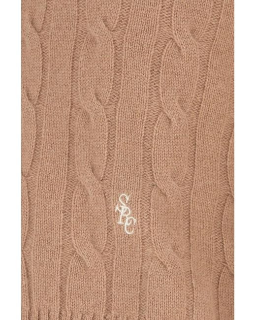 Sporty & Rich Natural Logo Embroidered Crewneck Cardigan for men