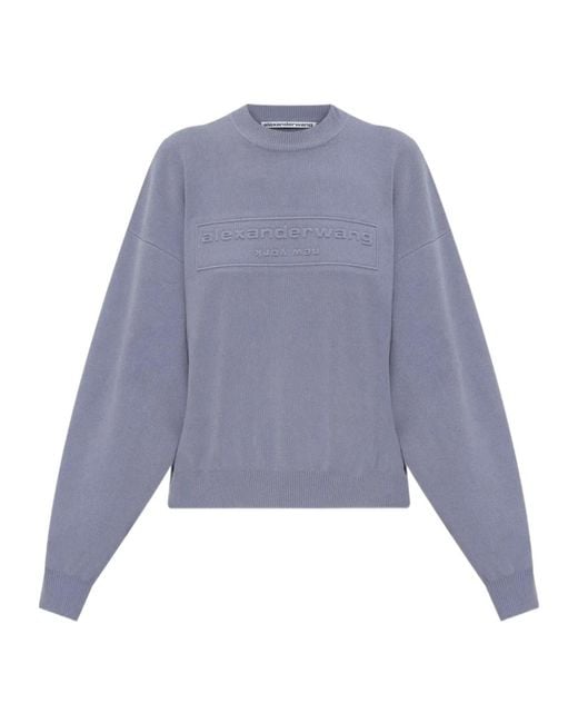 Alexander Wang Blue Logo-Embossed Jumper