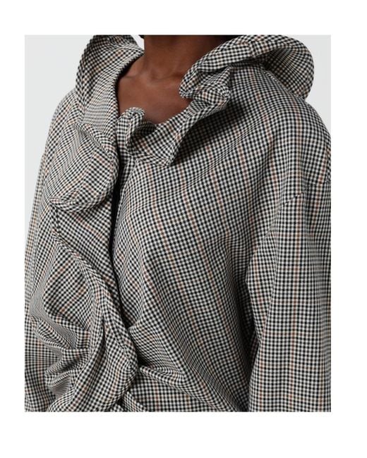 MSGM Gray Abito Ruffle Detailed Mini Dress