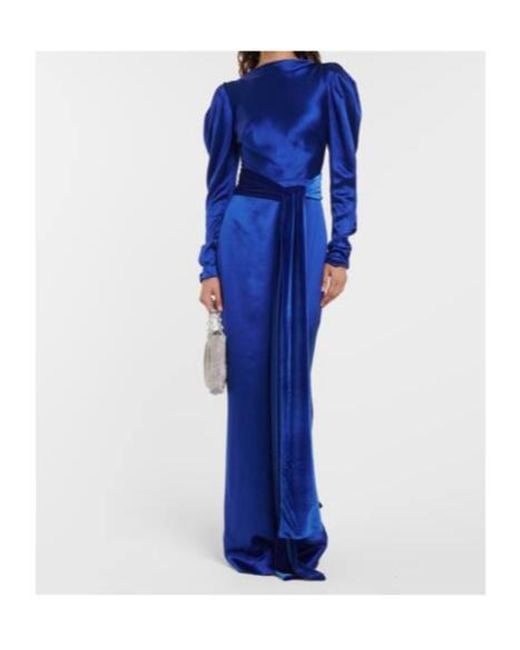 Monique Lhuillier Blue Silk Satin Gown