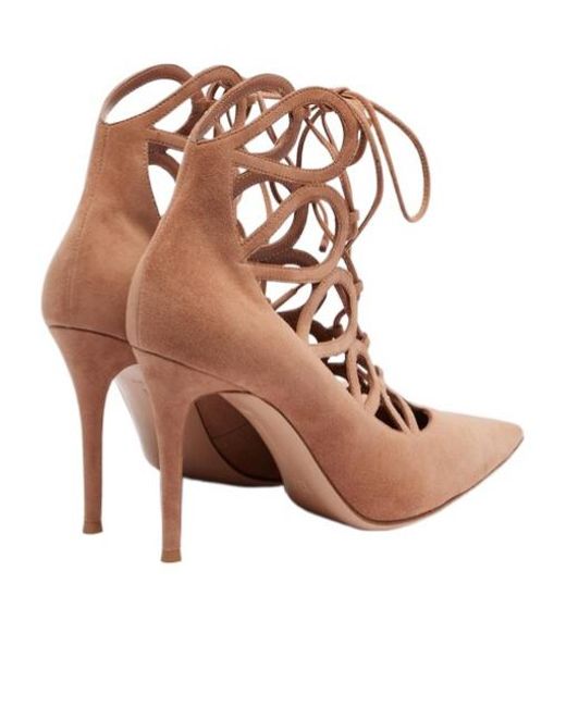 Gianvito Rossi Brown Solid Suede Pumps