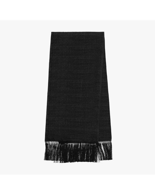 Givenchy Black 4G Fringed Silk-Wool Scarf for men
