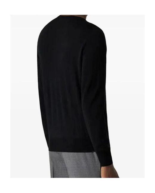 Canali Black Crew-Neck Wool Sweater for men