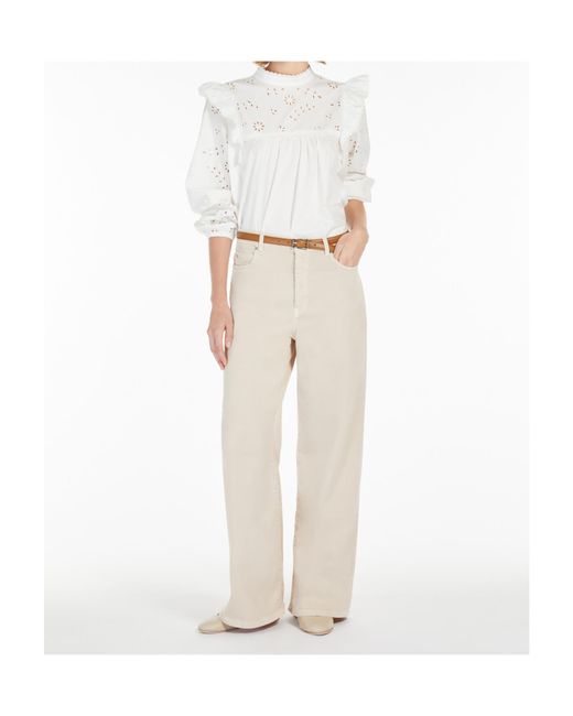 Weekend by Maxmara White Medina Logo Patch Wide Leg Trousers