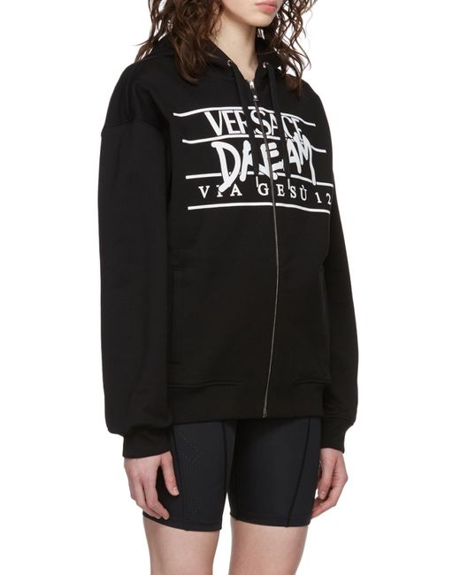 Versace Black Logo-Print Hoodie for men