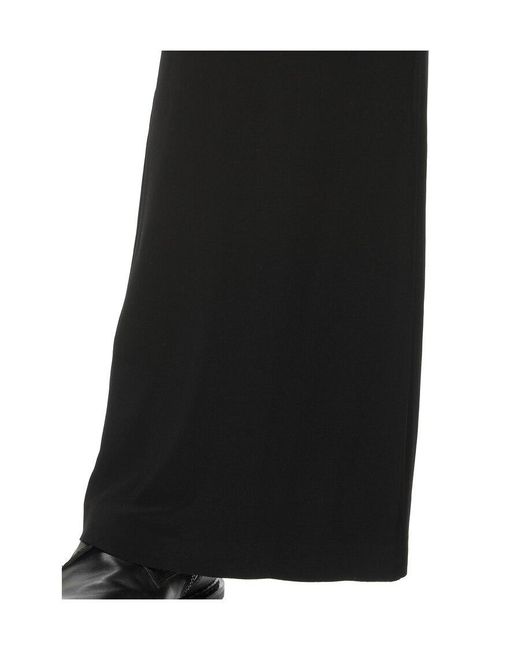 Norma Kamali Black Elastic-Waist Wide-Leg Pants
