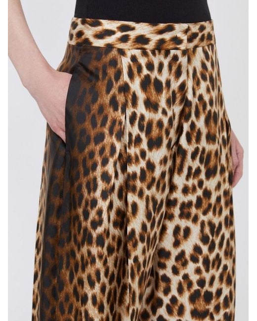 Sportmax Metallic Oblo Leopard Printed Pants