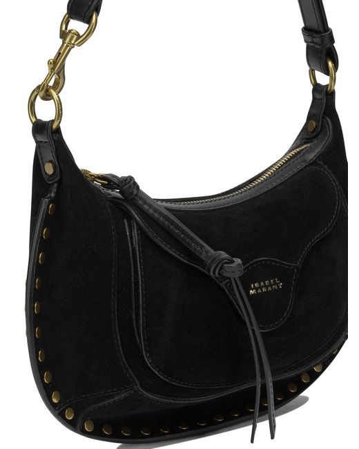 Isabel Marant Black Oskan Moon Suede Shoulder Bag