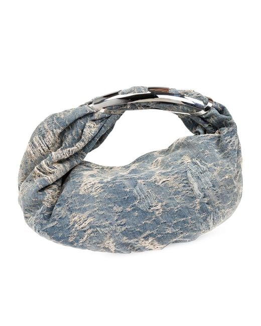DIESEL Metallic Grab-D Distressed Denim Hobo Bag