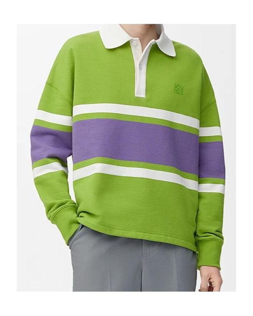 Loewe Green Cotton Long-Sleeved Polo Shirt for men