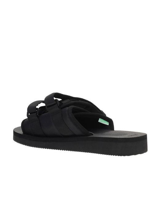 Suicoke Black Logo-Patch Touch-Strap Slides for men