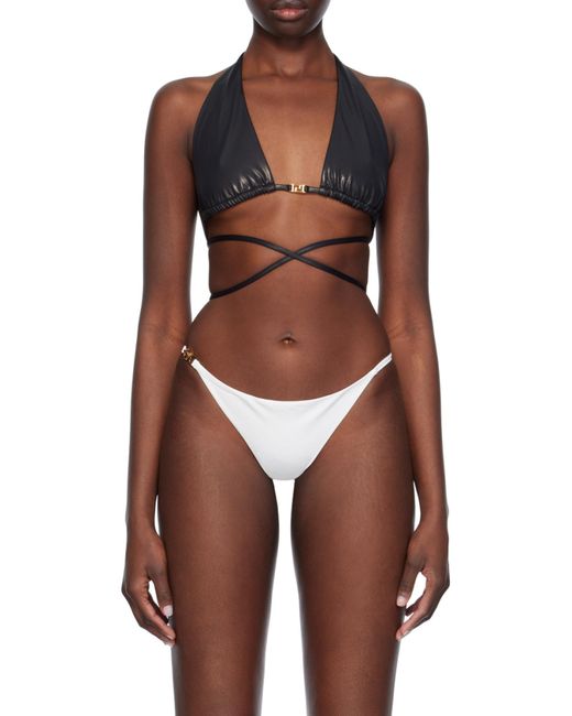 Versace Black Greca-Detailed Triangle Bikini Top