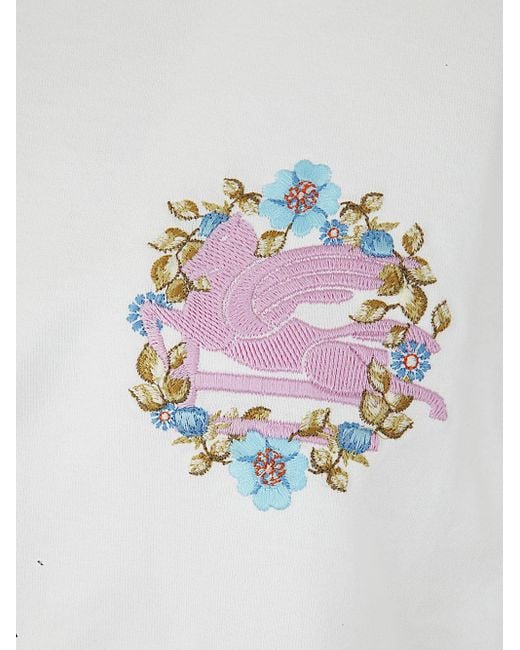Etro White Pegaso Embroidered Crewneck T-Shirt