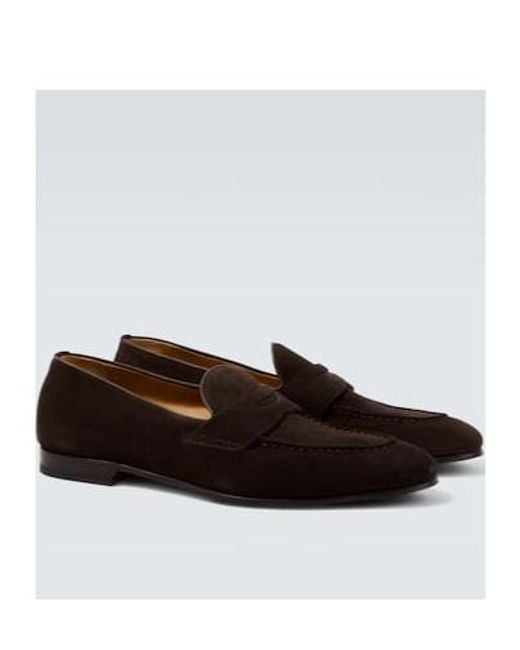 Kiton Brown Suede Penny Loafers for men