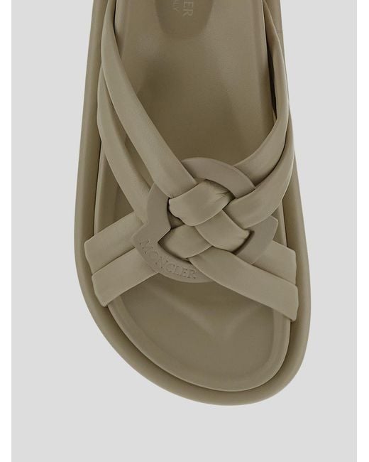 Moncler Brown Logo Embossed Sandals