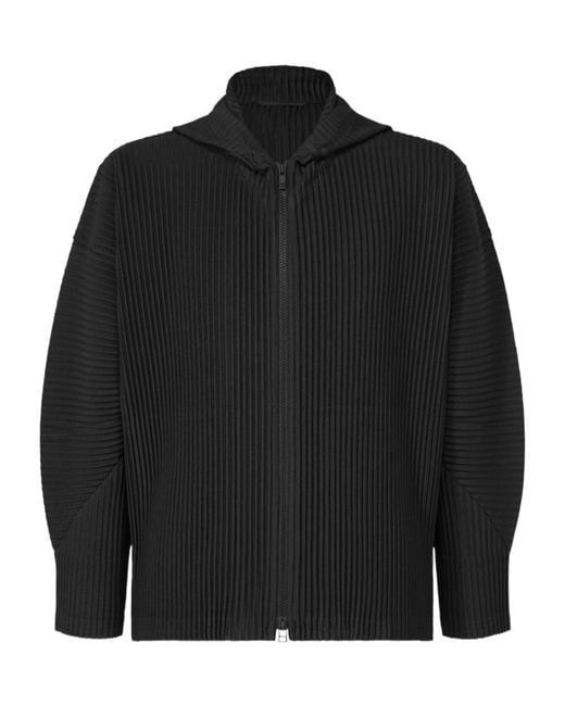 Homme Plissé Issey Miyake Black Pleated Hoodie for men