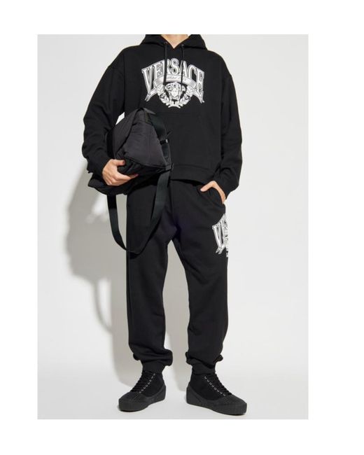 Versace Black Logo-Printed Sweatpants for men
