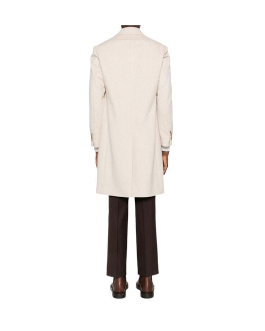 Lardini Natural Double-Breasted Coat for men