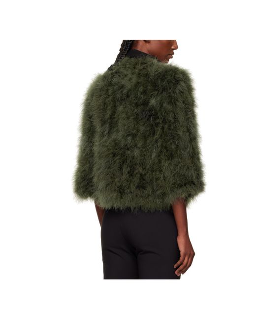 Yves Salomon Green Short Feather Jacket