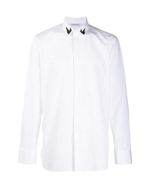 Neil Barrett White Long-Sleeved Lapel Shirt for men