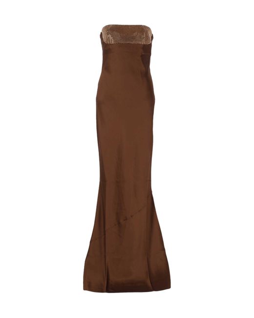 retroféte Brown Retrofete Embellished Strapless Dress