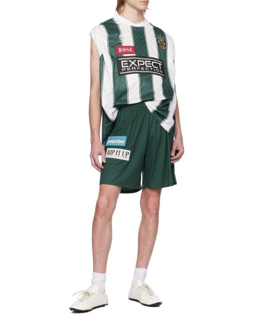 Martine Rose Green Elastic Waist Shorts for men