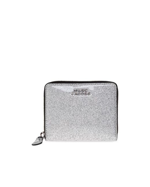 Marc Jacobs White The Coated Glitter Everyday Slim Compact Wallet