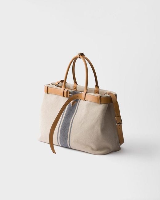 Prada Brown Buckle Canvas And Leather Bag for men