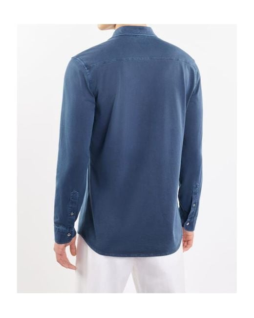 Fay Blue French Collar Logo Shirt for men