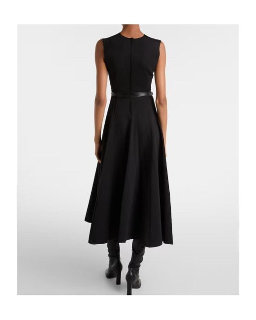 Norma Kamali Black Belted Cotton-Blend Midi Dress