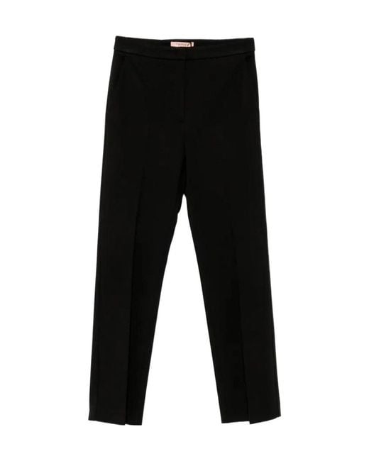 Twinset Black Concealed-Fastening Straight-Leg Trousers