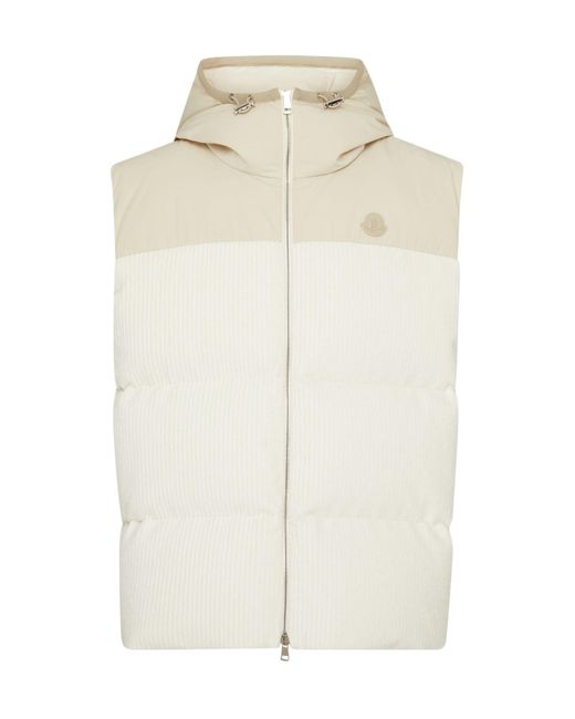 Moncler White Bentu Logo Down Vest for men