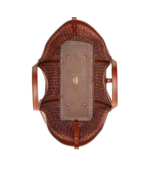 Tod's Red Timeless Raffia Shoulder Bag