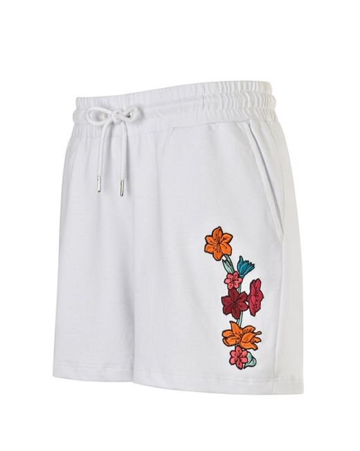 EA7 White Logo Drawstring Sports Shorts