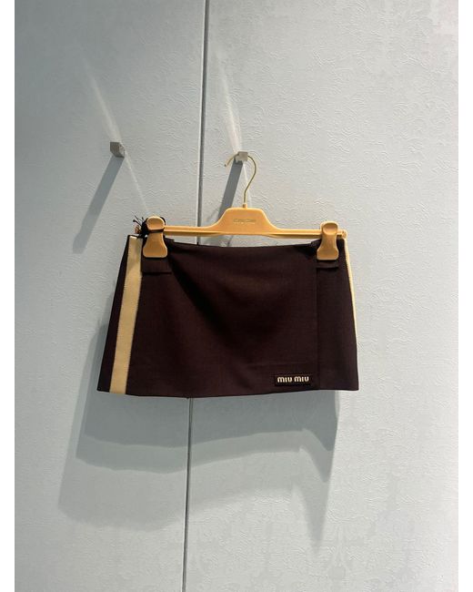 Miu Miu Brown Kid Mohair Miniskirt