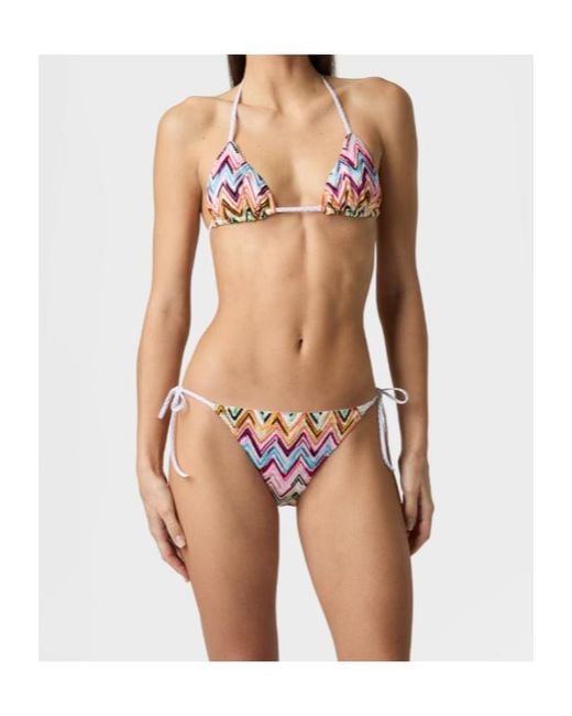 Missoni White Zigzag Pattern Stretch Lace-Motif Bikini Set