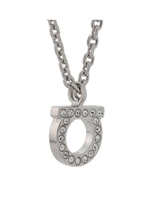 Ferragamo White Crystal Embellishee Necklace