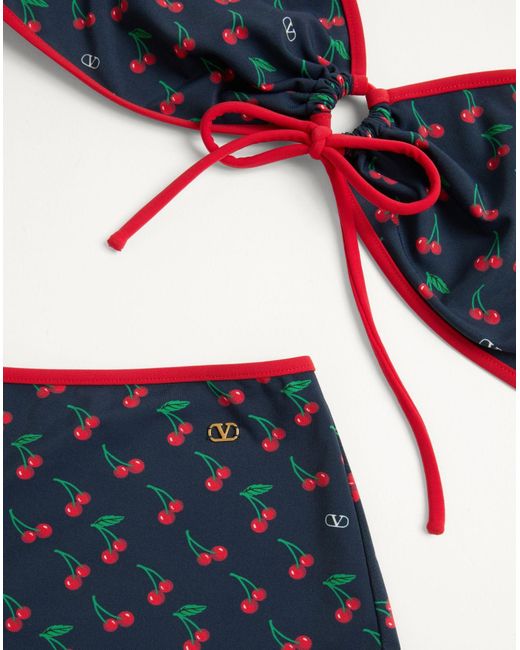 Valentino Multicolor Vlogo Signature Cherryfic Printed Bikini Set