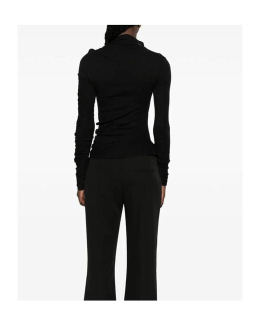 Pinko Black Ruched Asymmetric Top