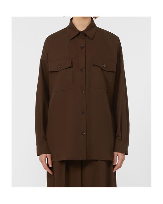 Weekend by Maxmara Brown Double-Pocket Virgin-Wool Shirt