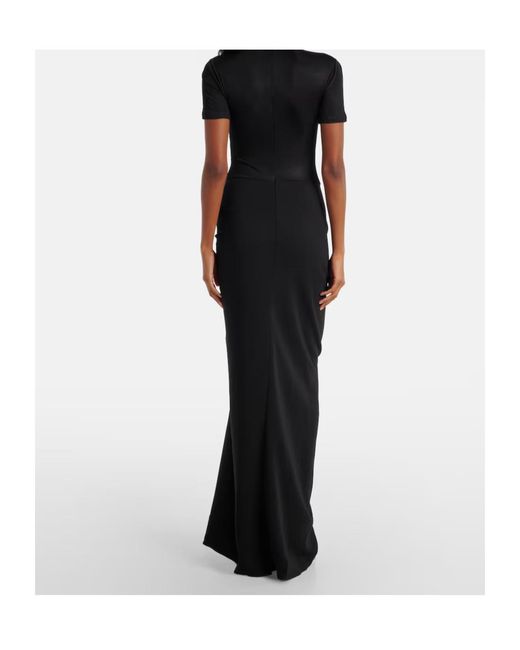 Christopher Esber Black Fusion Gathered Jersey And Crêpe Maxi Dress