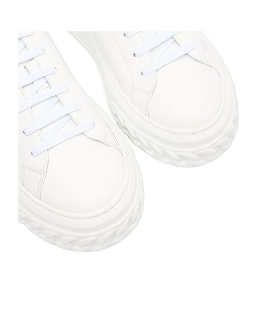 Casadei White Off Road Leather Sneakers