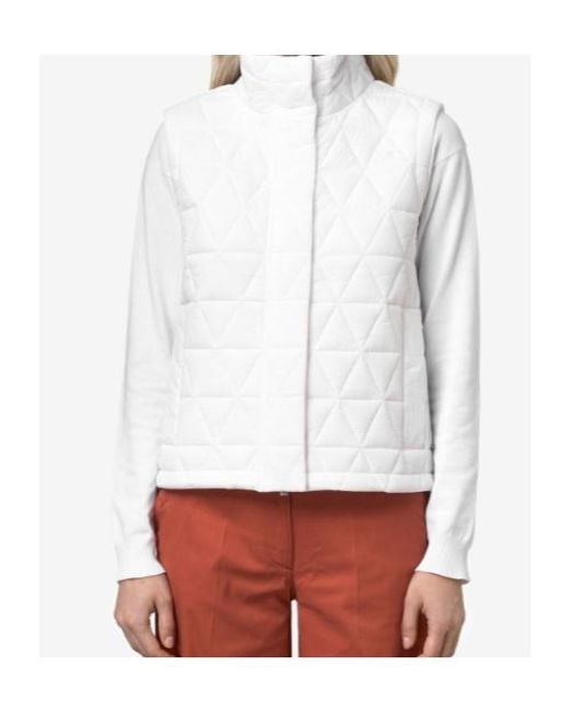 K-Way White Quilted Sleeveless Jacket