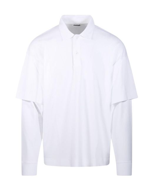 DARKPARK White Long-Sleeved Layered Polo Shirt for men