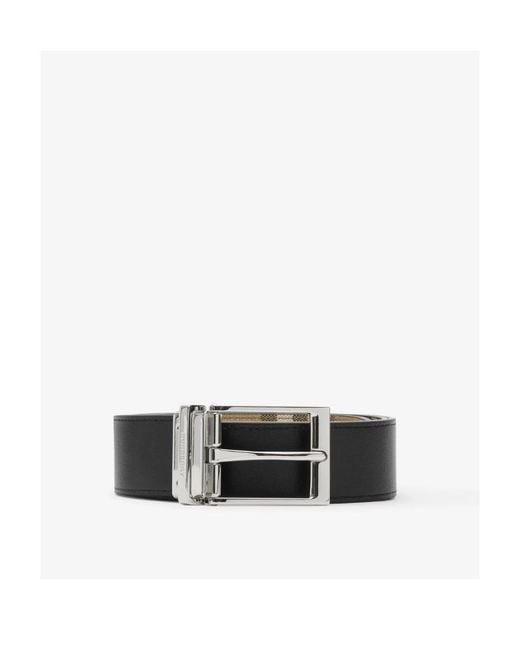Burberry White Checked Buckle Belt for men