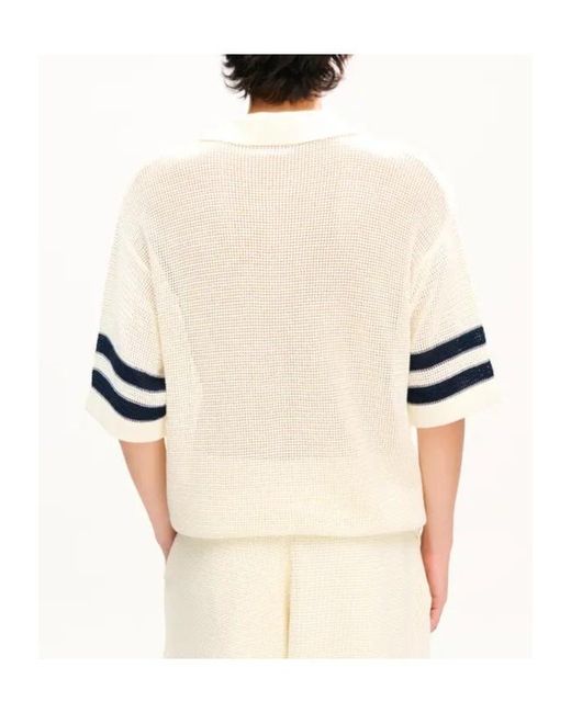 KENZO White Open-Weave Short-Sleeve Polo Shirt for men