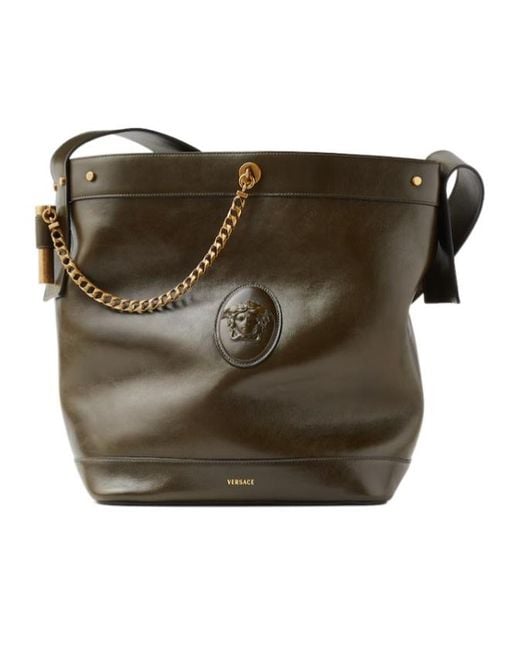 Versace Green Pivot Large Bucket Bag