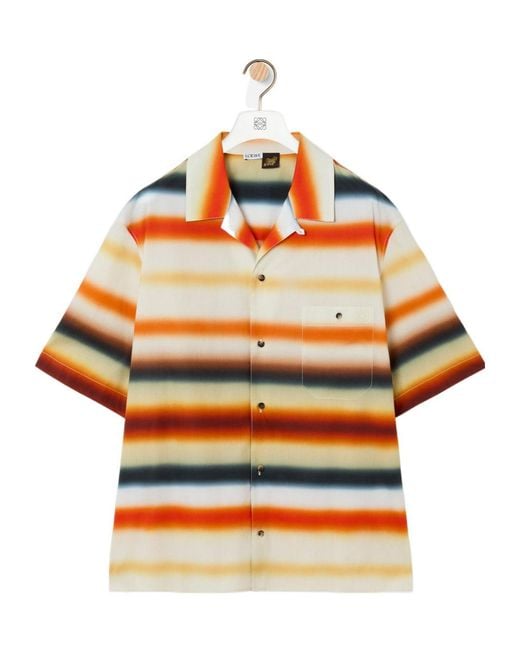 Loewe Orange Striped Short-Sleeve Shirt for men