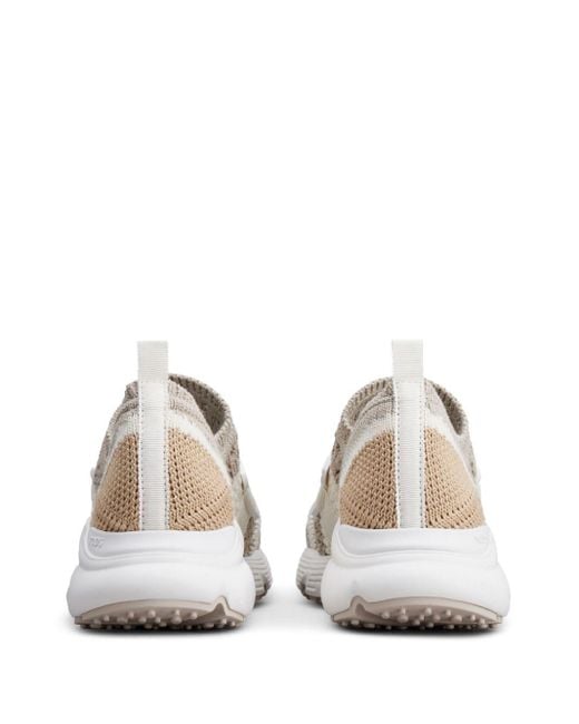 Tod's White Logo Patch Knit Slip-On Sneakers